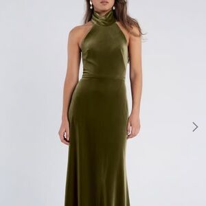 Elegant Olive Green Halter Maxi Dress